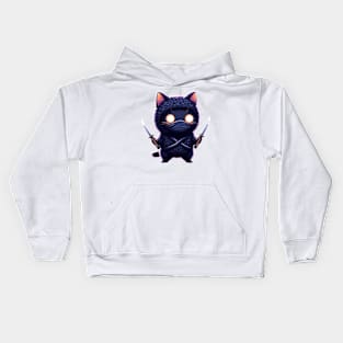 Stealthy Whiskered Warrior Ninja Cat Kids Hoodie